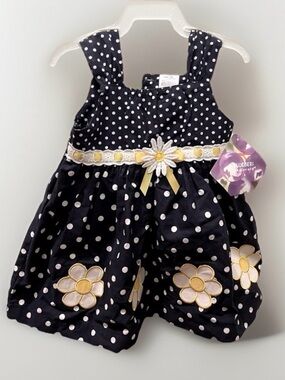 Girls Flower Polka-Dot Dress